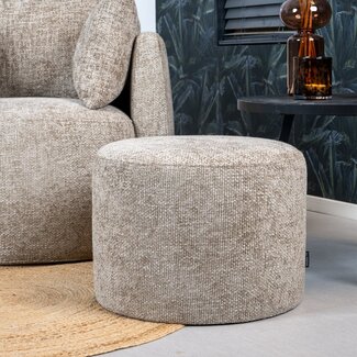 Pouf Féline tissu chenille taupe