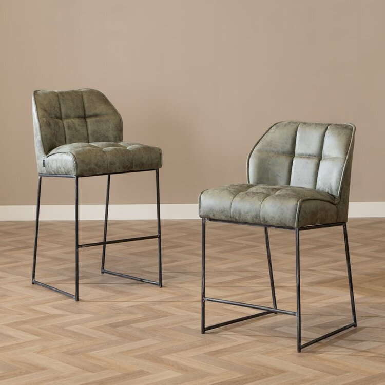 Tabouret de bar Abel vert olive 70 cm