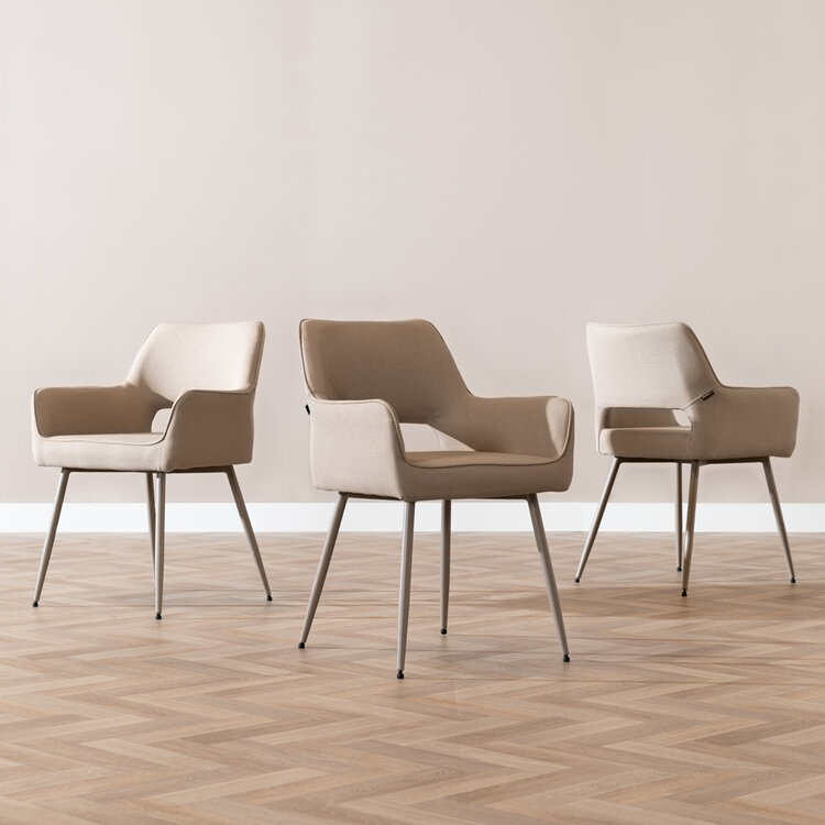 Chaise de salle à manger Olivia taupe tissu recyclé