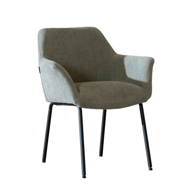 Chaise de salle à manger scandinave Sten vert tissu recyclé