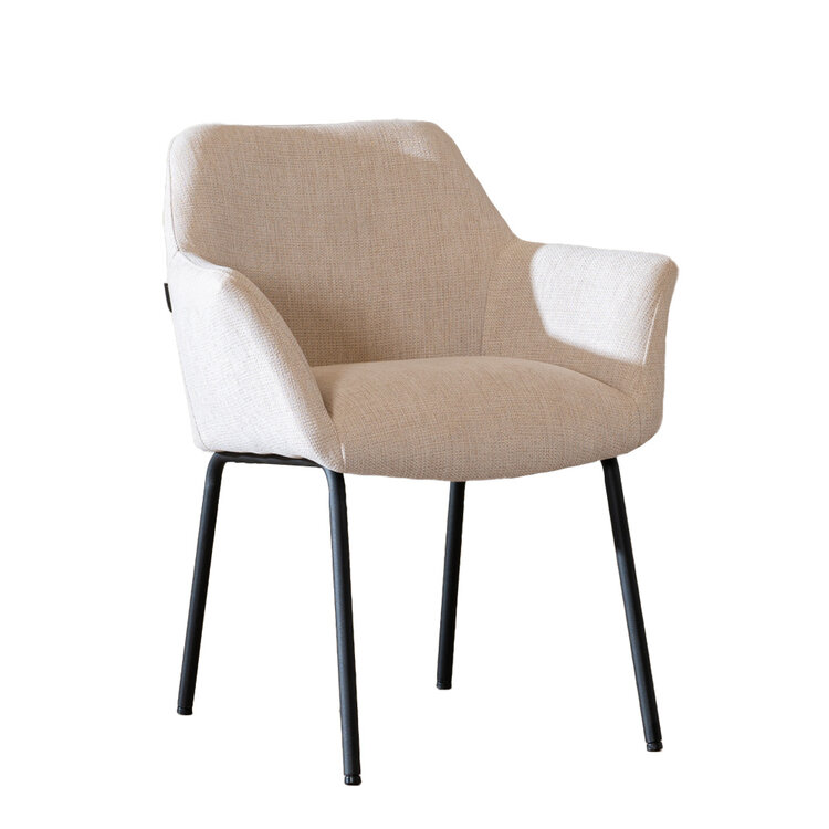 Chaise de salle à manger scandinave Sten beige tissu recyclé