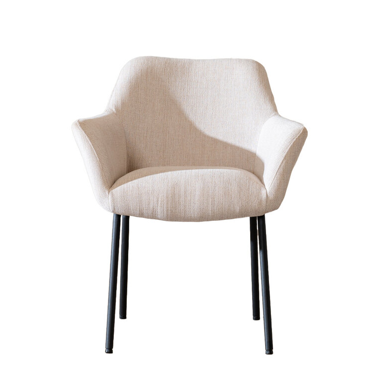 Chaise de salle à manger scandinave Sten beige tissu recyclé