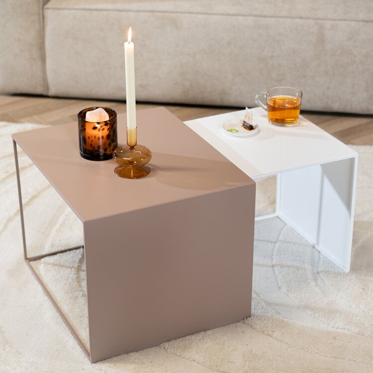 Table d'appoint en métal Bianca taupe