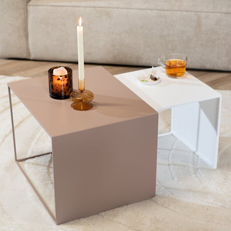 Table d'appoint en métal Lucia taupe