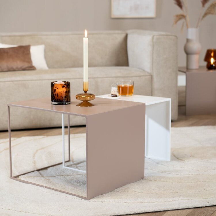 Table d'appoint en métal Lucia taupe