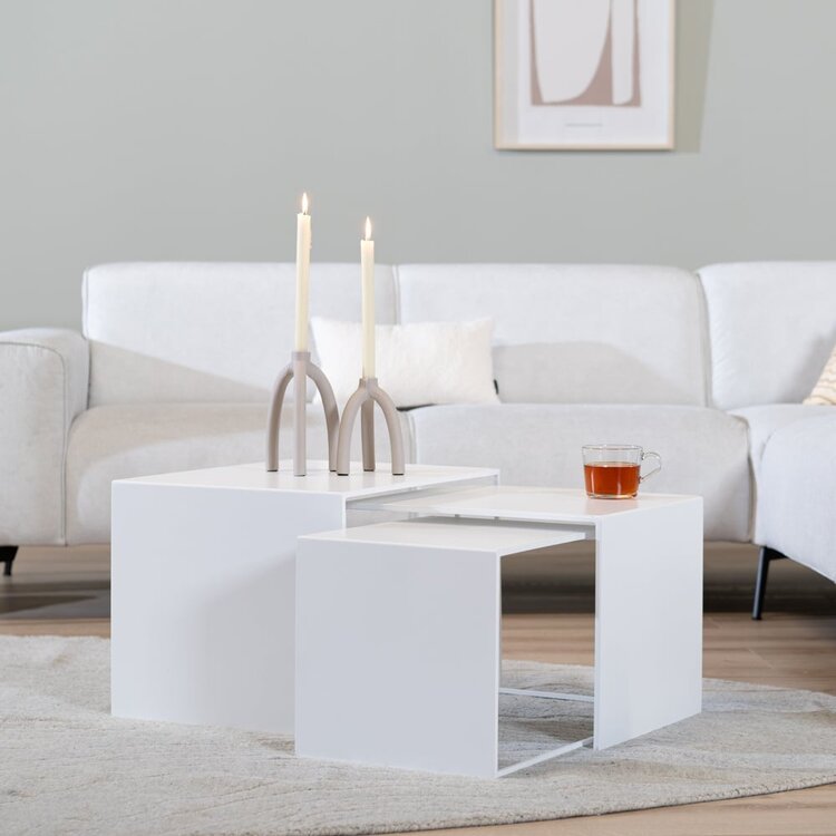 Table d'appoint en métal Lucia blanc