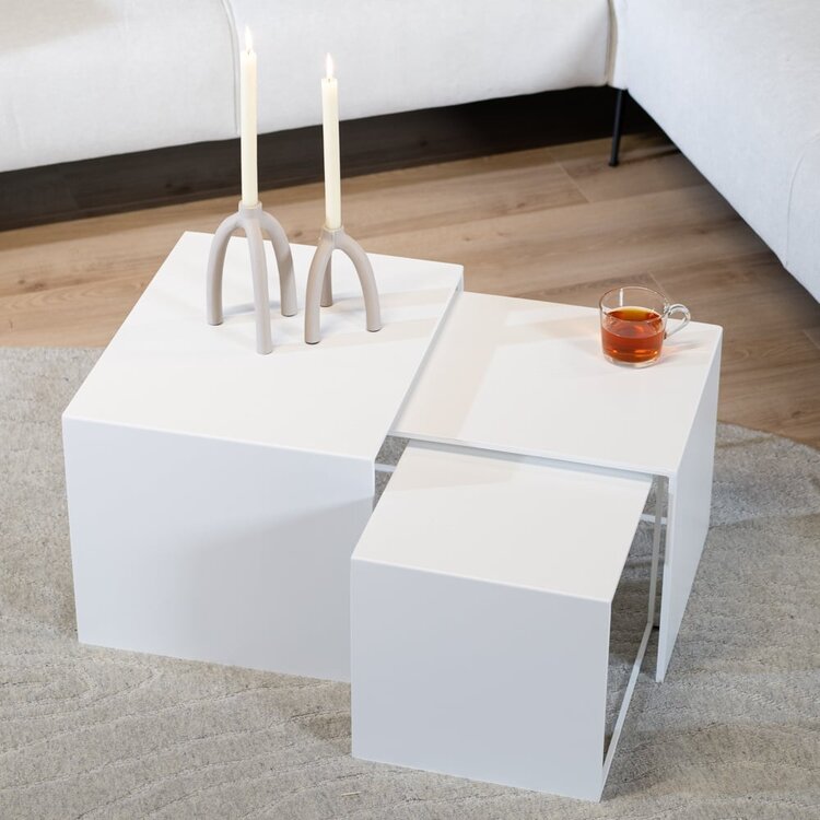 Table d'appoint en métal Lucia blanc