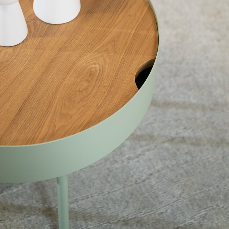 Table basse en métal et bois Zita vert clair