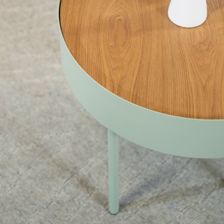 Table basse en métal et bois Zita vert clair