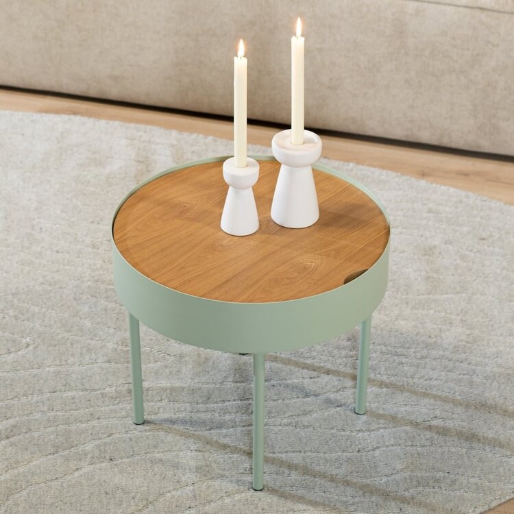 Table basse en métal et bois Zita vert clair