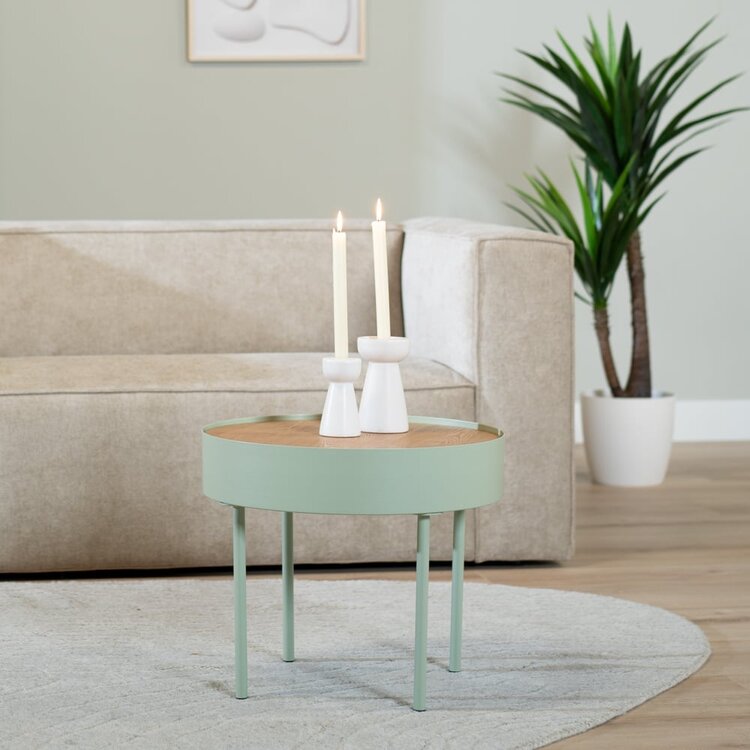 Table basse en métal et bois Zita vert clair