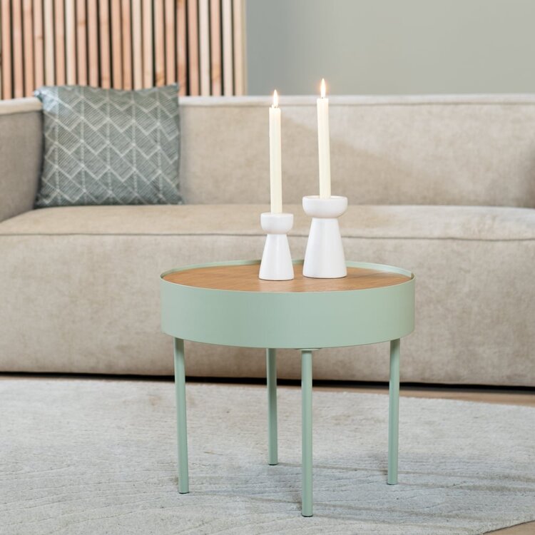 Table basse en métal et bois Zita vert clair