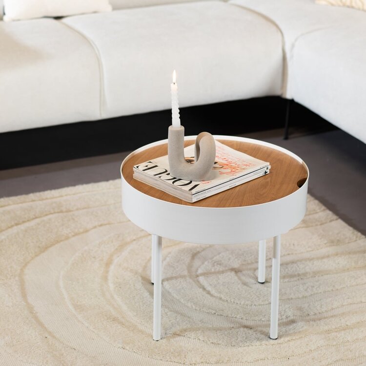 Table basse en métal et bois Zita blanc