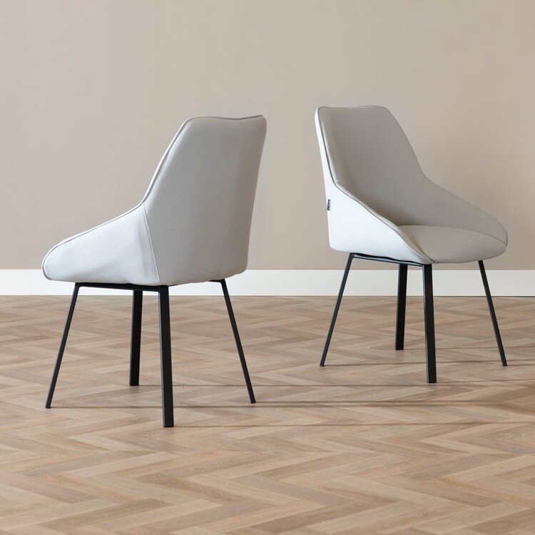 Chaise de salle à manger scandinave Lova gris clair tissu recyclé