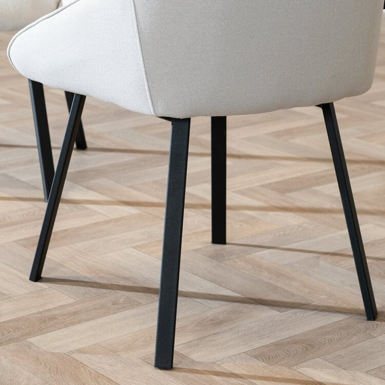 Chaise de salle à manger scandinave Lova gris clair tissu recyclé