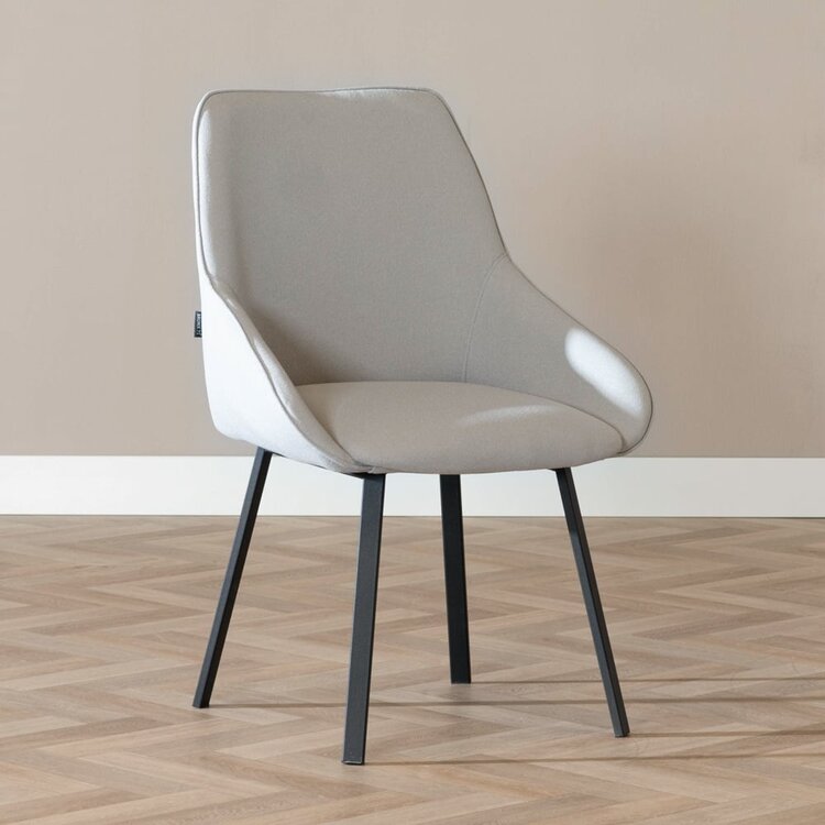 Chaise de salle à manger scandinave Lova gris clair tissu recyclé