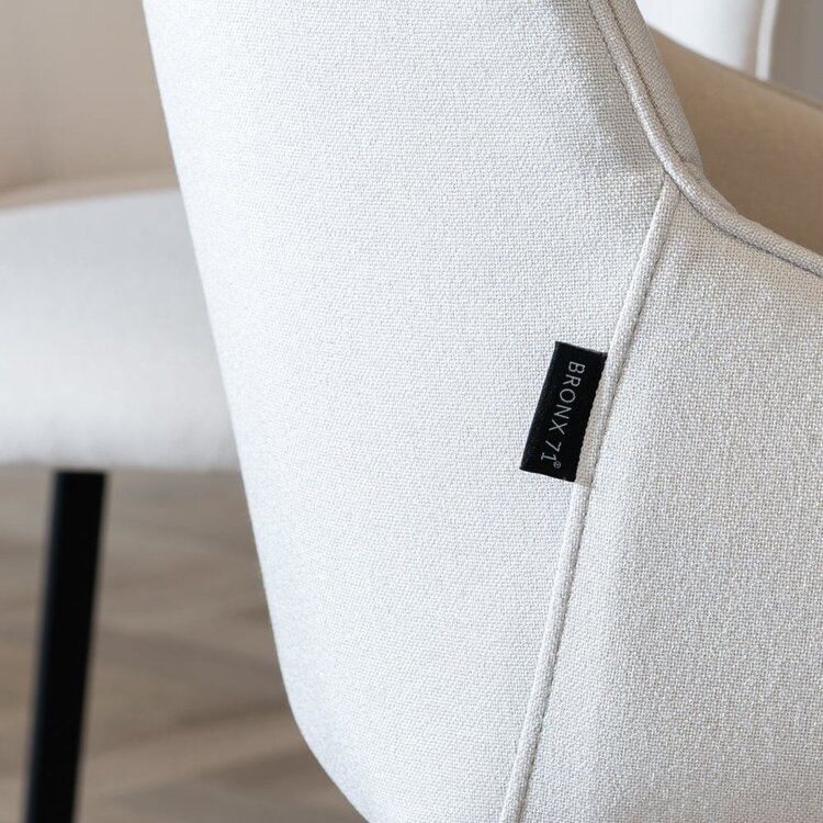 Chaise de salle à manger scandinave Lova beige tissu recyclé