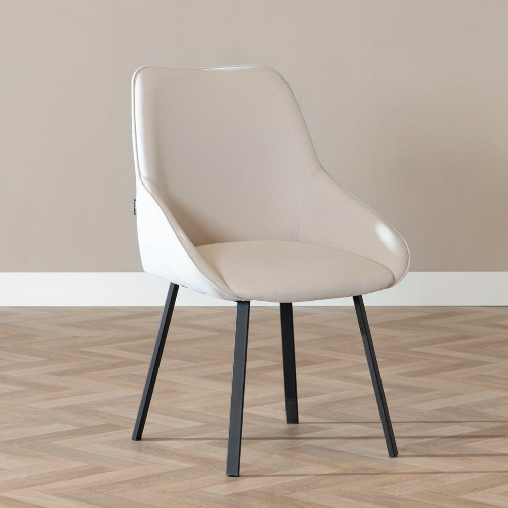 Chaise de salle à manger scandinave Lova beige tissu recyclé