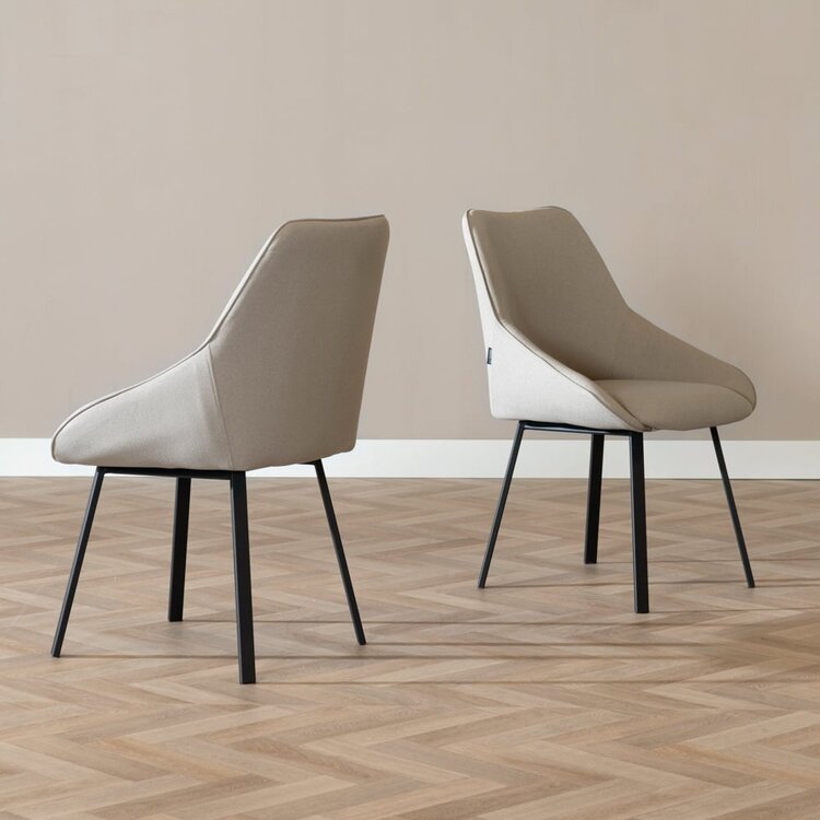 Chaise de salle à manger scandinave Lova taupe tissu recyclé
