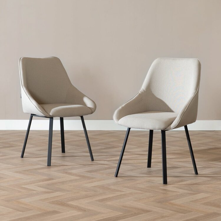 Chaise de salle à manger scandinave Lova taupe tissu recyclé