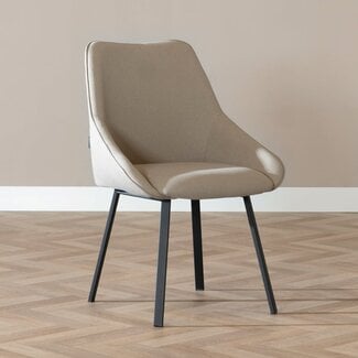 Chaise de salle à manger scandinave Lova taupe tissu recyclé