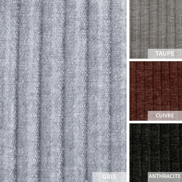 Canapé d'angle Kansas gris clair velours côtelé gauche