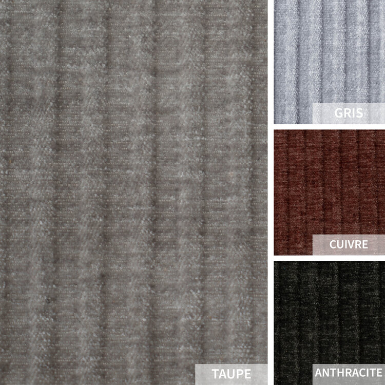 Pouf / hocker Kansas taupe velours côtelé
