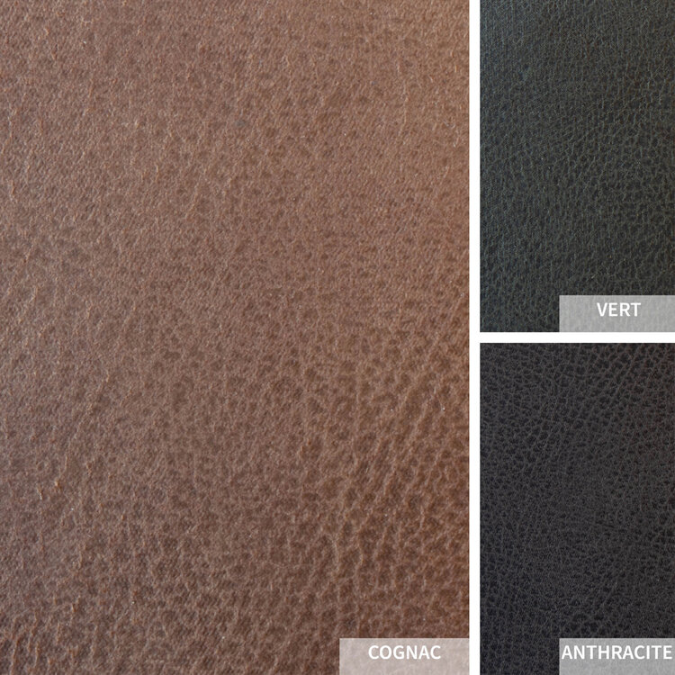 Chaise de salle à manger à roulettes Royce éco-cuir cognac