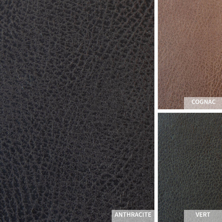 Chaise de salle à manger à roulettes Royce éco-cuir anthracite