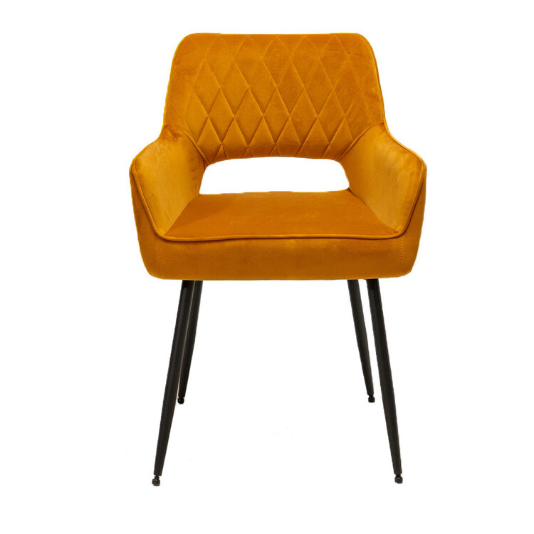 Chaise de salle à manger velours Mika jaune ocre