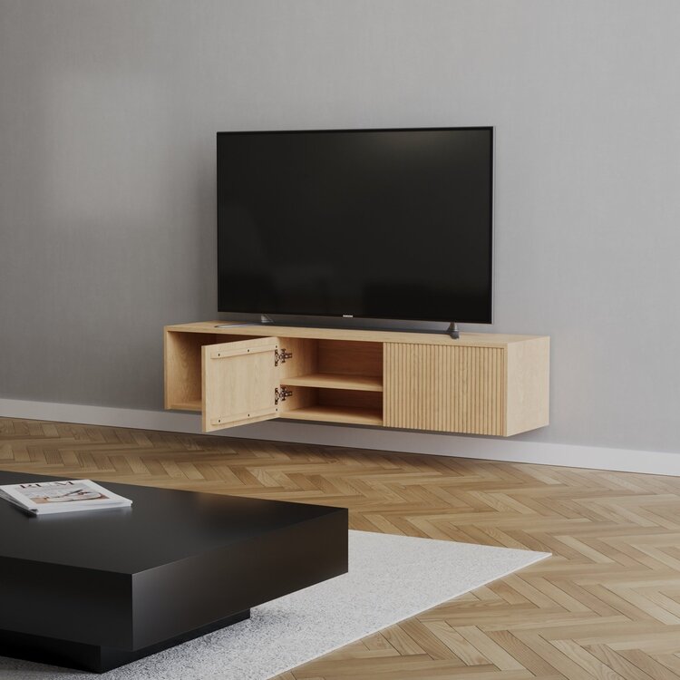Meuble tv Ray chêne blanc 150 cm