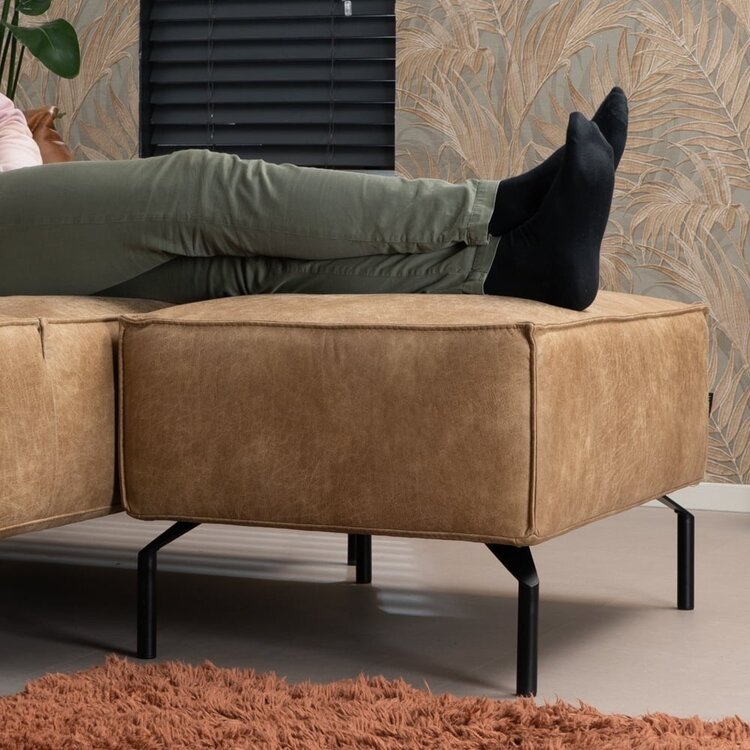 Pouf industriel Kansas beige