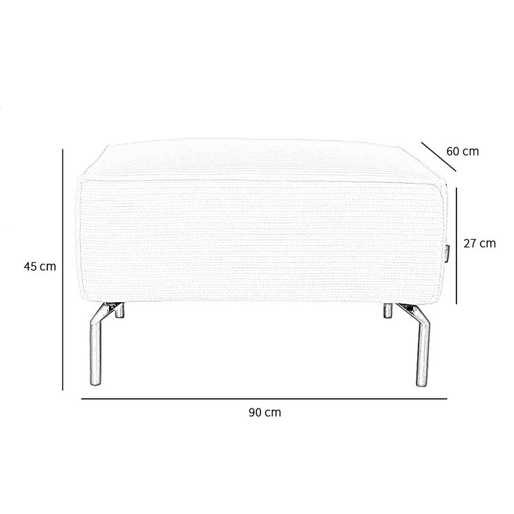 Pouf scandinave Kansas blanc tissu côtelé