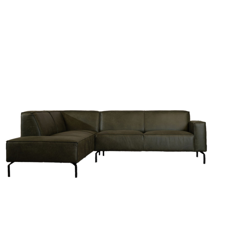 Canapé d'angle industriel Kansas vert olive gauche