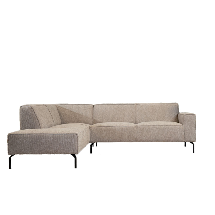 Canapé d'angle scandinave Kansas taupe tissu côtelé gauche