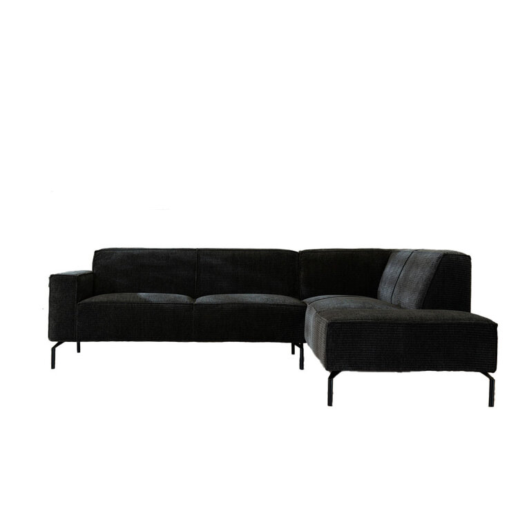 Canapé d'angle Kansas vert foncé / anthracite tissu côtelé droite