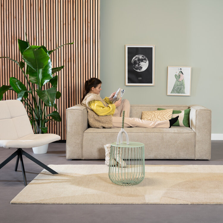 Canapé scandinave Memphis 2,5 places tissu chiné taupe