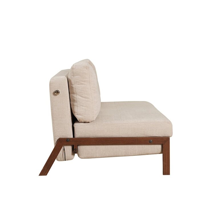 Canapé convertible lit 140 x 200 cm Mikko beige tissu recyclé