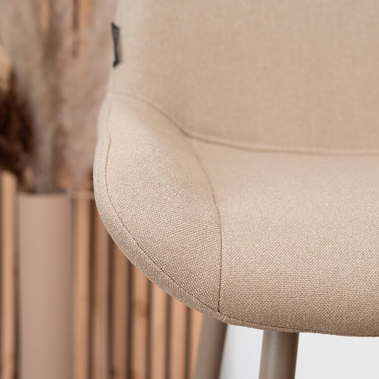 Tabouret de bar scandinave Maud taupe 74 cm tissu recyclé