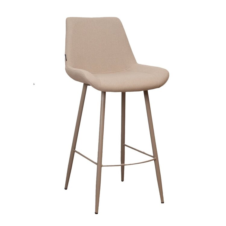 Tabouret de bar scandinave Maud taupe 74 cm tissu recyclé