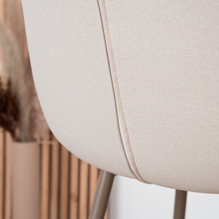 Tabouret de bar scandinave Maud beige 74 cm tissu recyclé