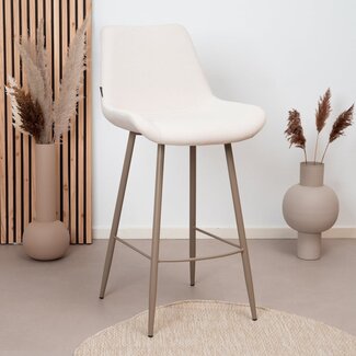 Tabouret de bar scandinave Maud beige 74 cm tissu recyclé