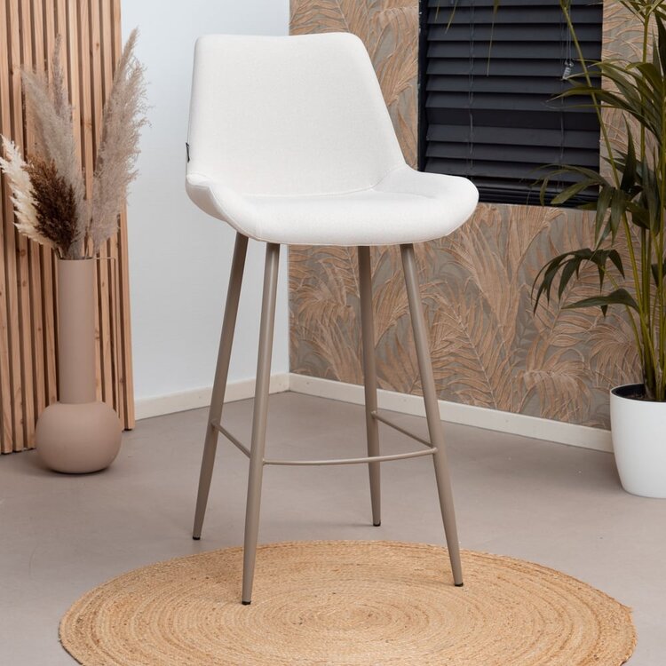 Tabouret de bar scandinave Maud beige 74 cm tissu recyclé