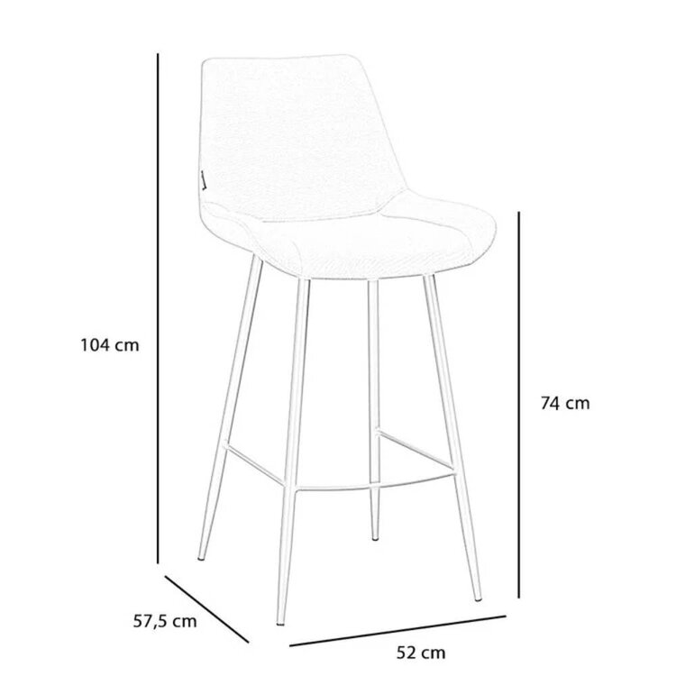 Tabouret de bar scandinave Maud beige 74 cm tissu recyclé