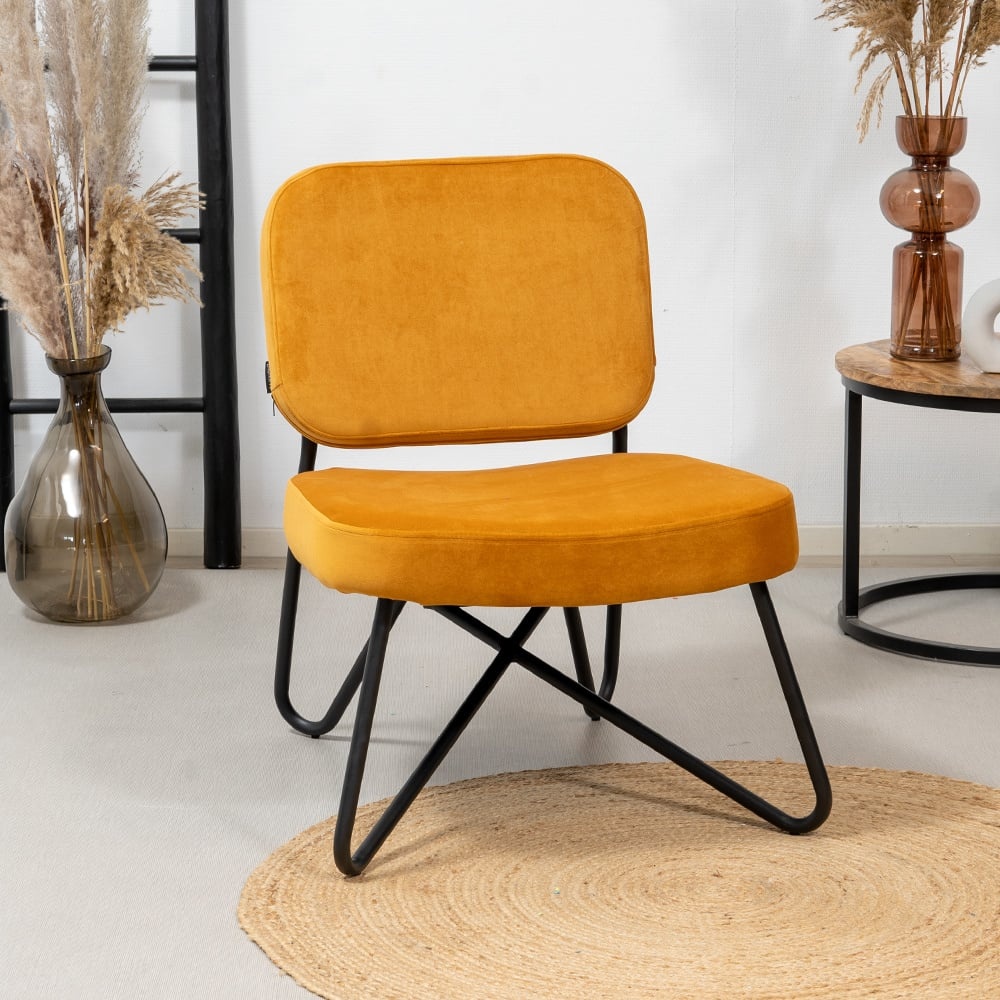 Fauteuil en velours Julia jaune