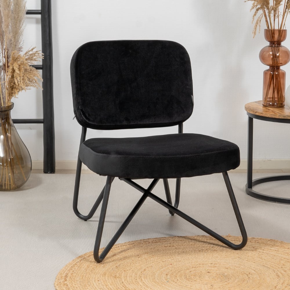 Fauteuil en velours Julia noir