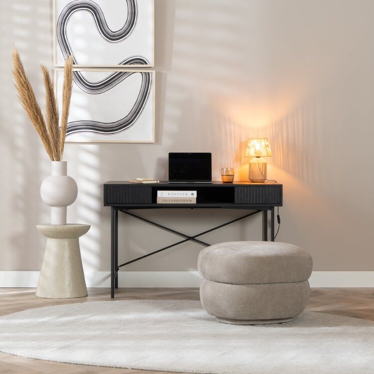 Pouf scandinave Mia chenille taupe