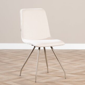 Chaise de salle à manger scandinave Pippi beige tissu recyclé