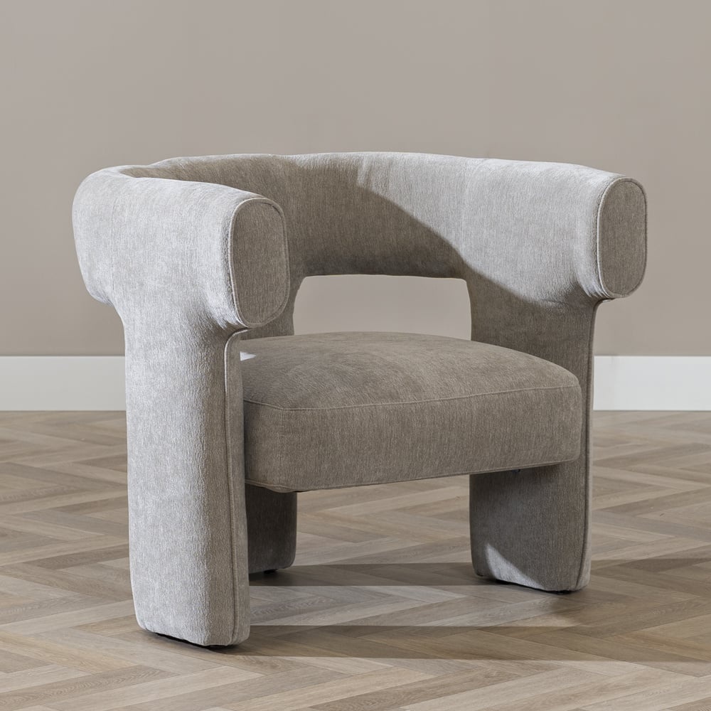Fauteuil scandinave Bibi chenille taupe