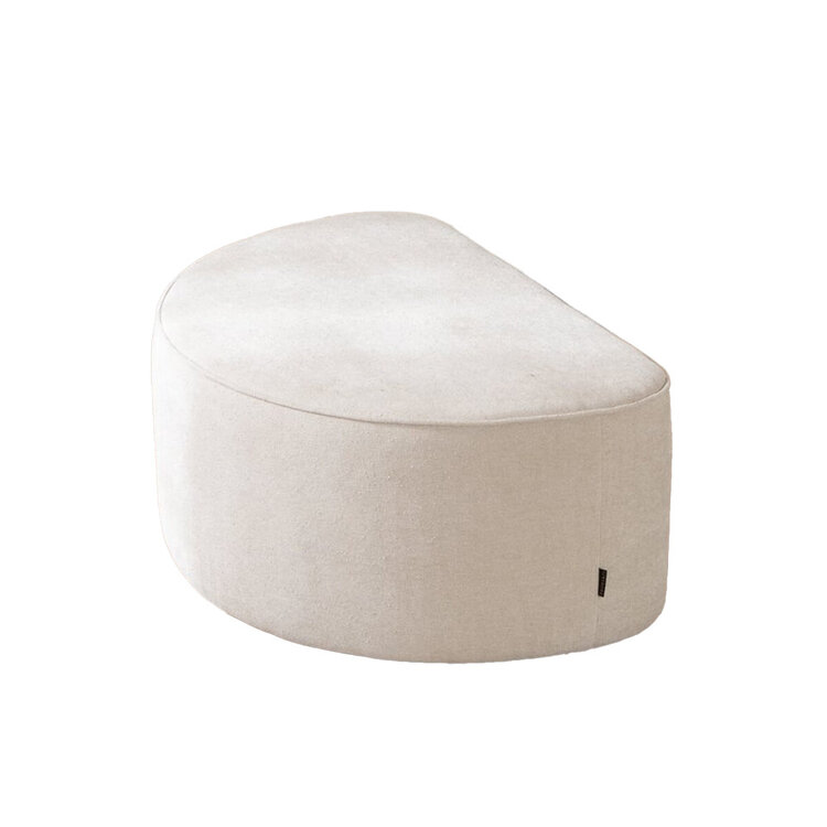 Pouf arrondi Lune demi-lune tissu chenille blanc cassé